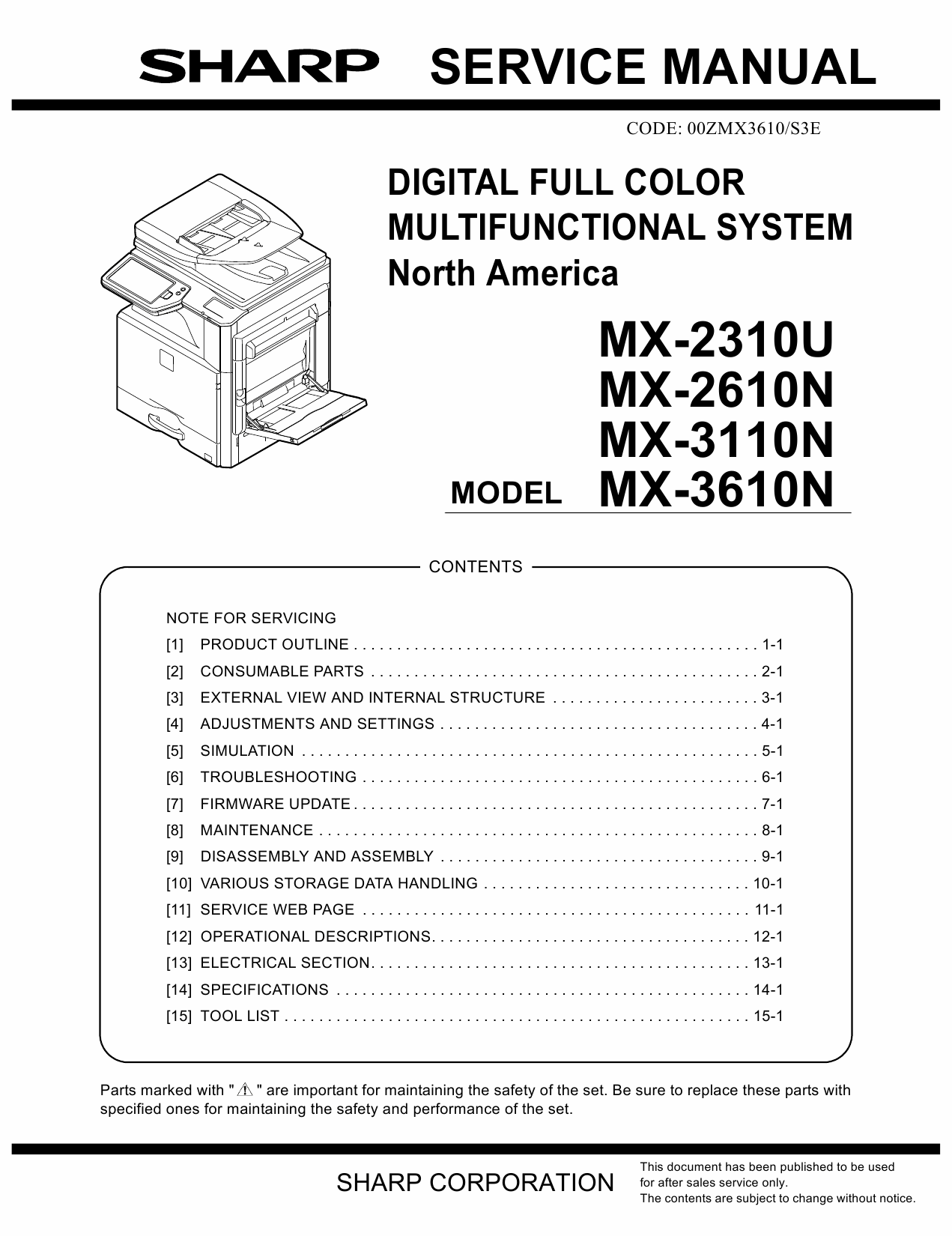 SHARP MX 2310U 2610N 3110N 3610N Service Manual-1